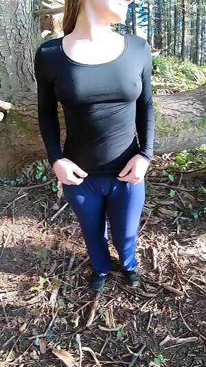 Playing with my pussy on the trail :)