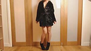 Black coat, boots and an accessory x