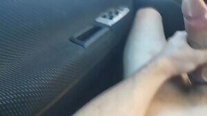 Big dicked bro jerks his huge cock and shoots a fat load in the drivers seat