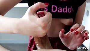 Teen Giving A Handjob Ruins Daddy's Cumshot