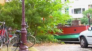 Arianna peeing by the canal