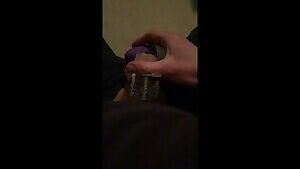 Trying and failing to cum in chastity while my wife is out