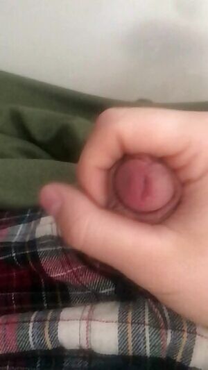 Floppy head as I jerked my half-hard cock