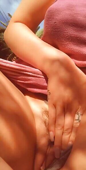 Playing With Her Pussy Outdoors