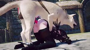 Lucatiel with a dog named Lionel