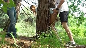 pretty teen gets stuck on a tree and gets fucked by strangers