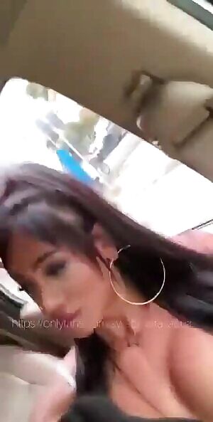 Passionate blowjob inside the car in a public place. Laura Saenz