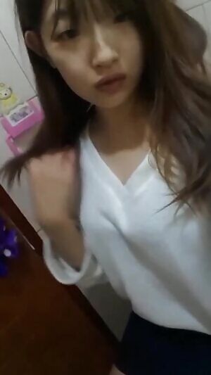 Nice girl touching herself in bathroom