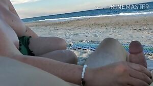 Hand Job and BJ on Nude Beach