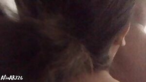 Pulling my hair while he fucks my throat