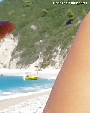 Mara could not wait to fuck Manu so she does it in the middle of the non nudist beach! Part 2