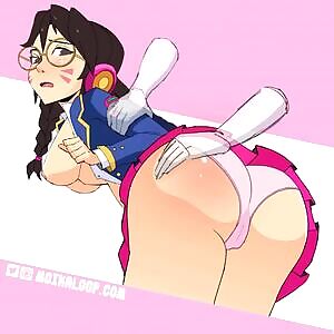 Naughty academy D.va gets a slap on the bum