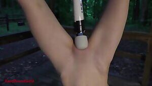 Inverted outside with a hitachi pressed into her.