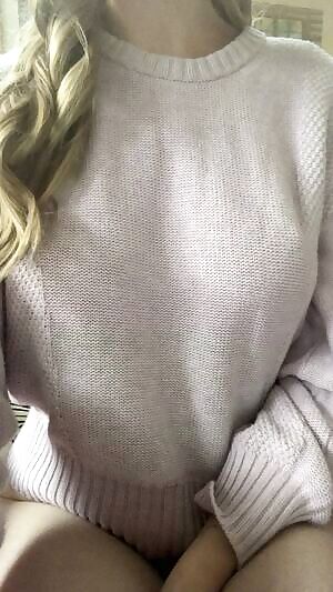 The cozy sweater can not contain the boobs